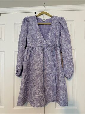 Monkl Lavender Floral Wrap Mini Dress